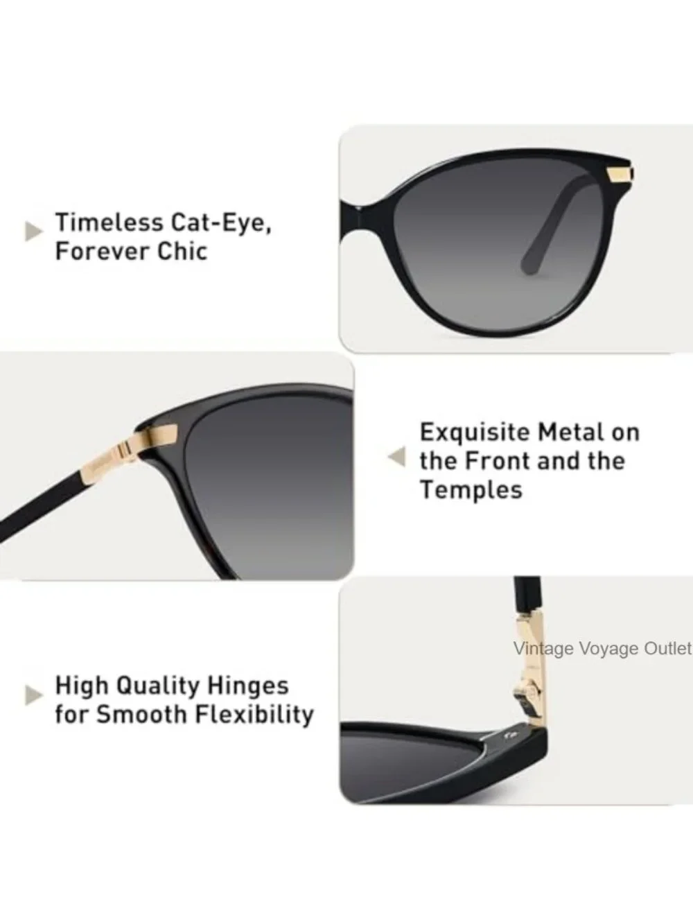 Vintage Cat Eye Polarized Sunglasses for Women UV400 Acetate Frame